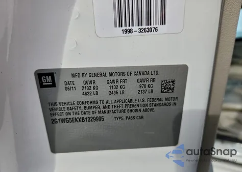 2011 Chevrolet Impala Lt from USA, damaged, VIN 2G1WG5EKXB1329995